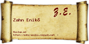 Zahn Enikő névjegykártya